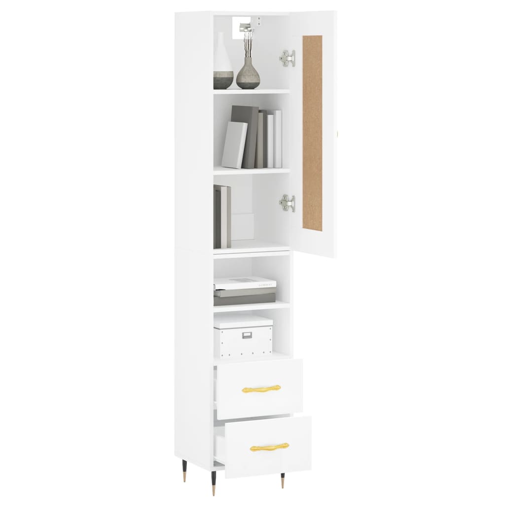 vidaXL Highboard hvit 34,5x34x180 cm konstruert tre