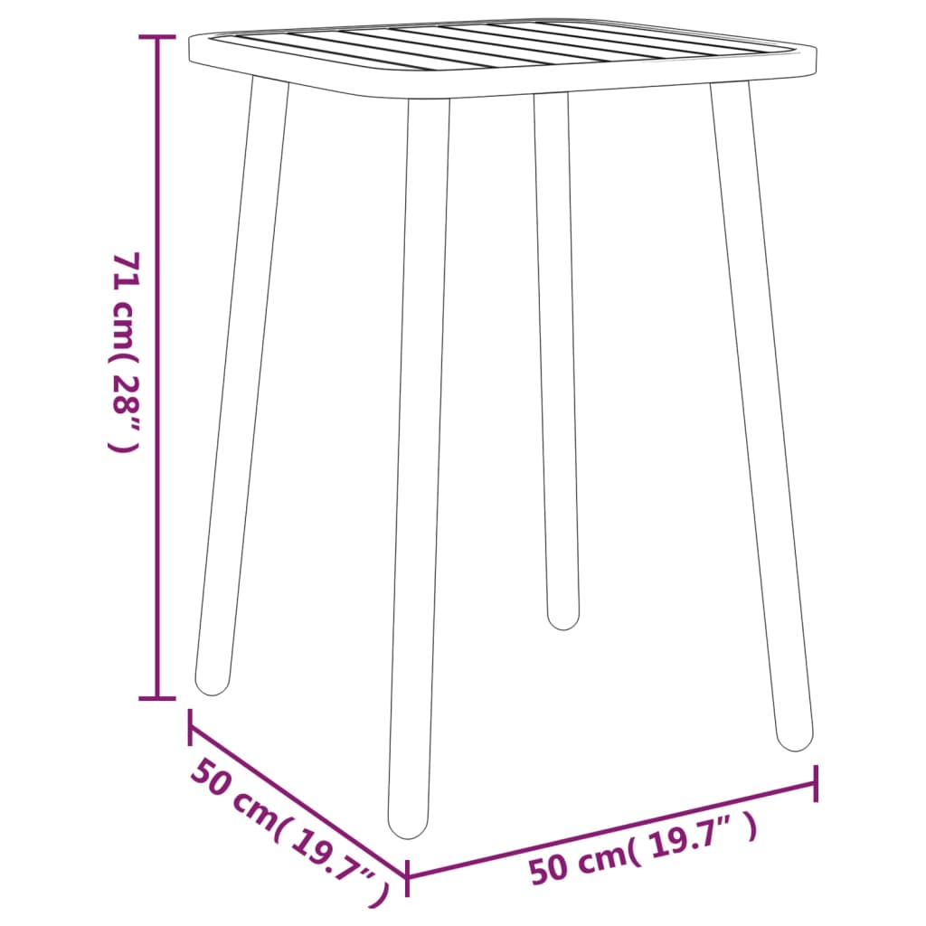 vidaXL Hagebord antrasitt 50x50x71 cm stål