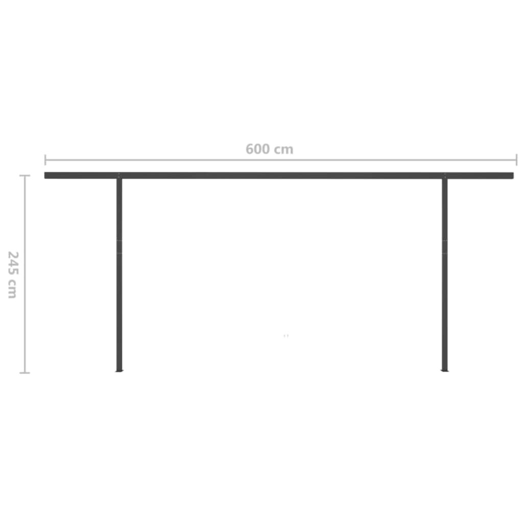 vidaXL Manuell uttrekkbar markise med LED 6x3 m kremhvit