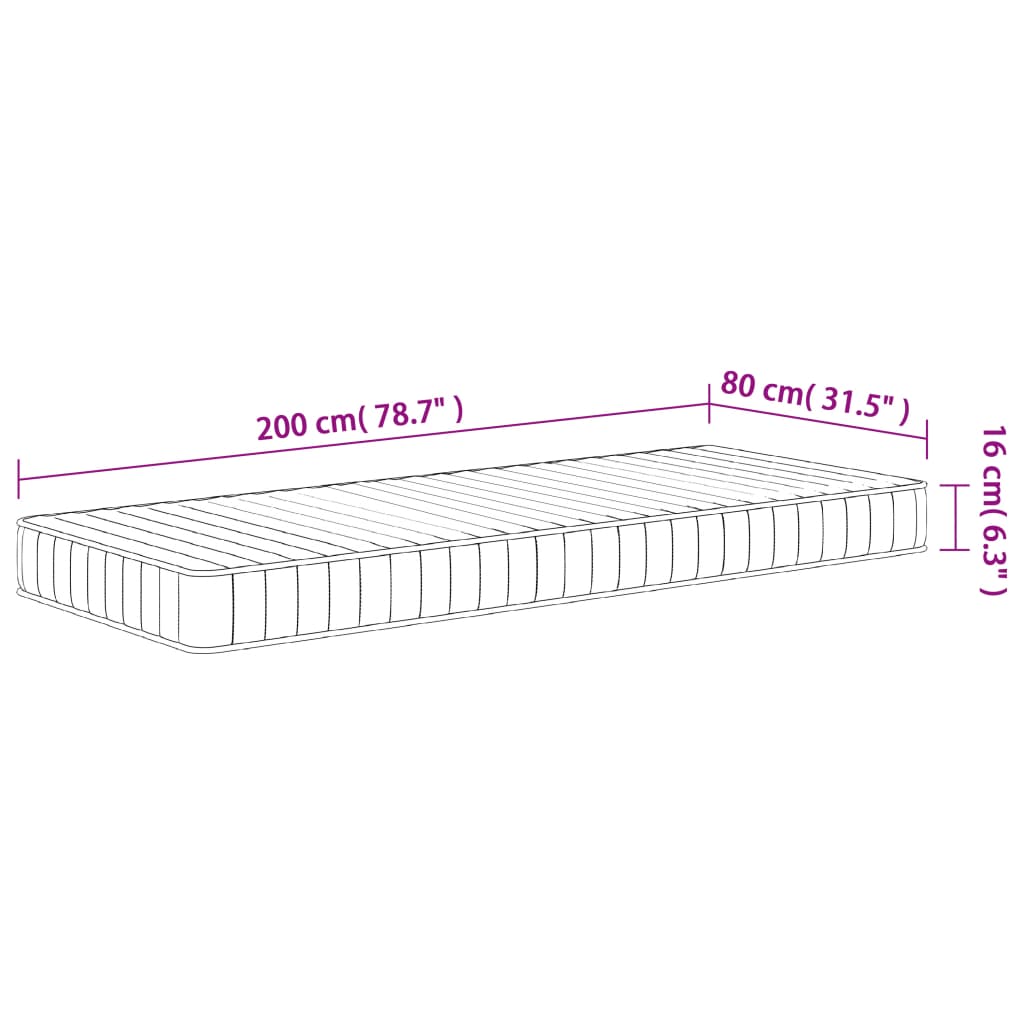 vidaXL Skummadrass middels myk 80x200 cm