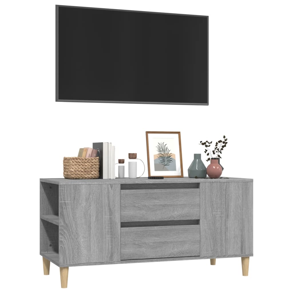 vidaXL TV-benk grå sonoma 102x44,5x50 cm konstruert tre