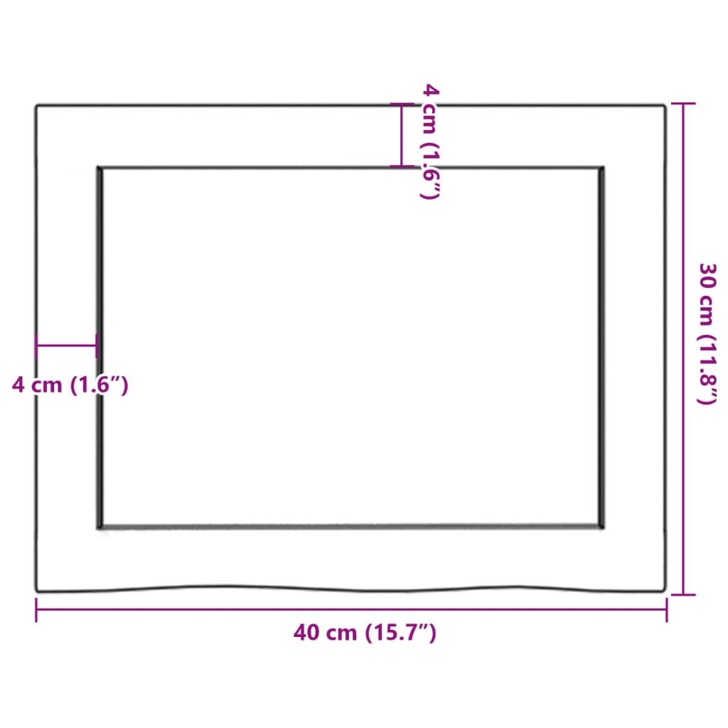 vidaXL Benkeplate til bad mørkebrun 40x30x(2-4) cm behandlet heltre