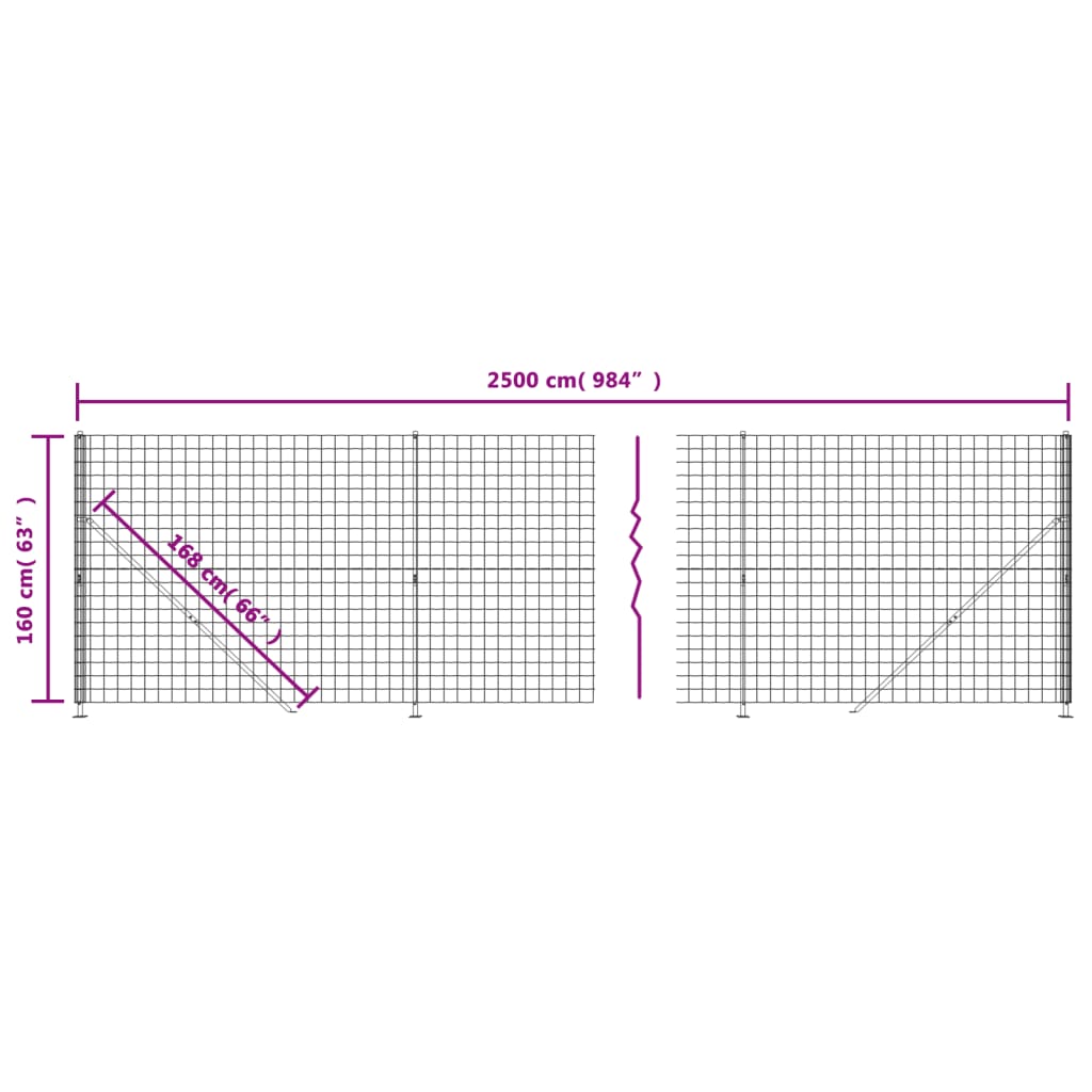 vidaXL Nettinggjerde med flens antrasitt 1,6x25 m