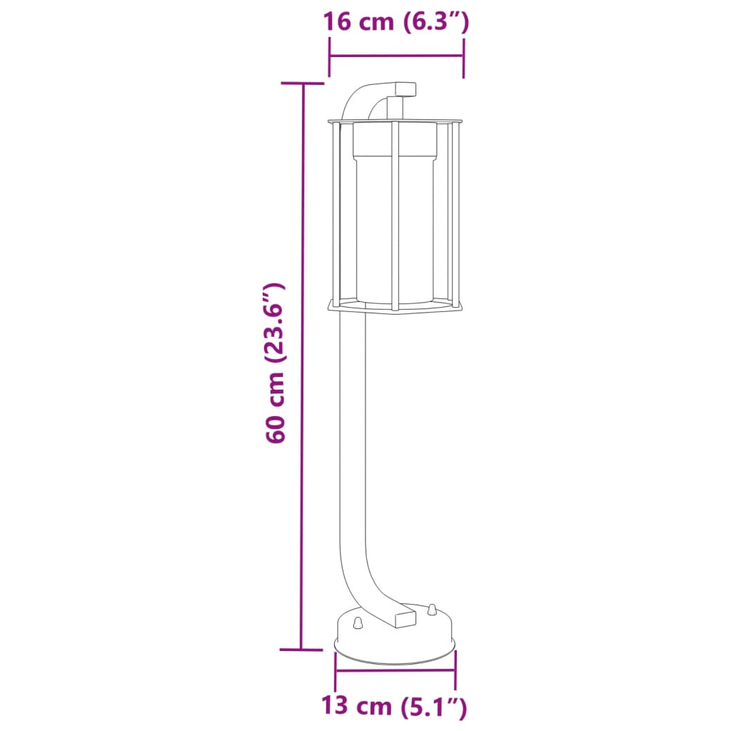 vidaXL Utendørs gulvlampe svart 60 cm rustfritt stål