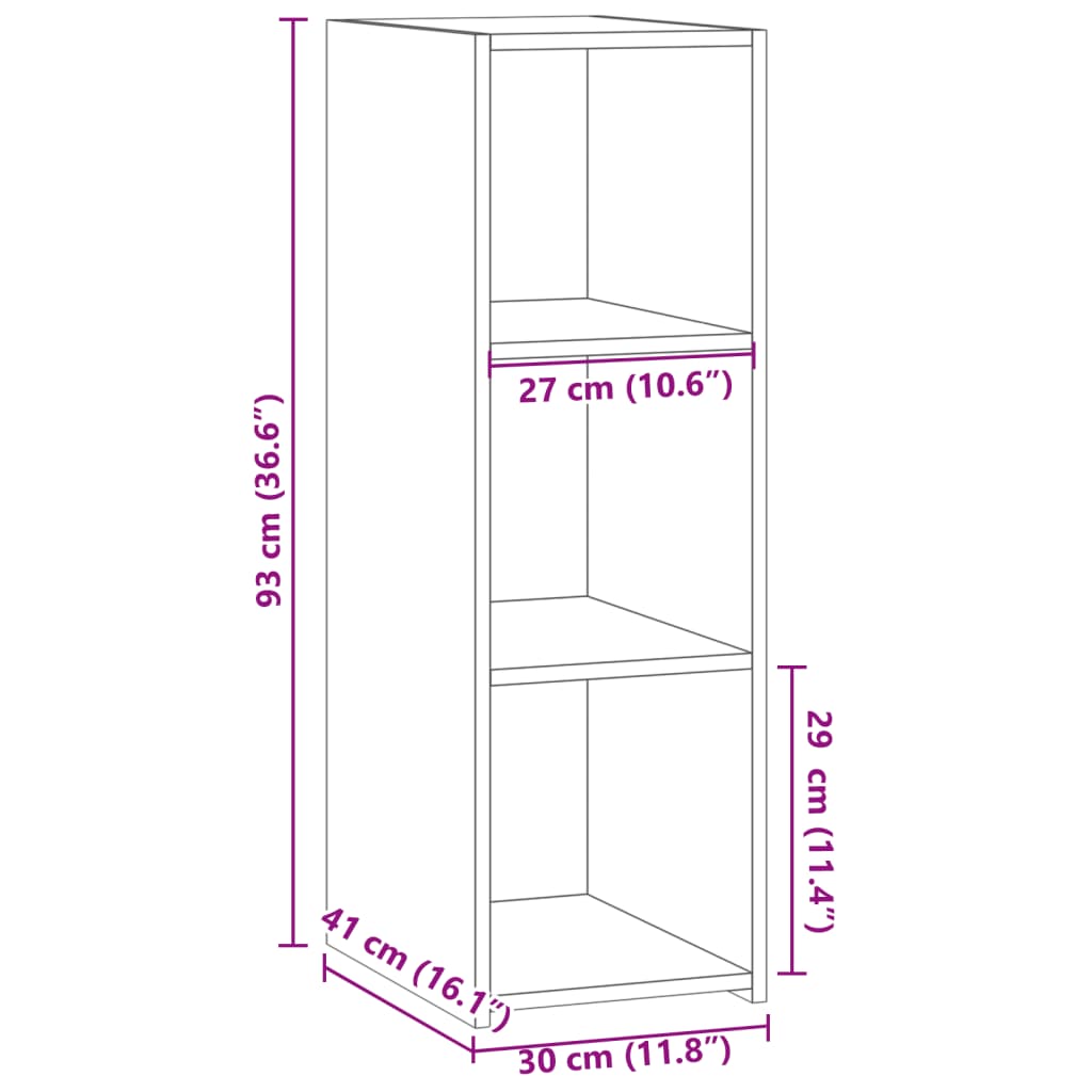 vidaXL Skjenk betonggrå 30x41x93 cm konstruert tre