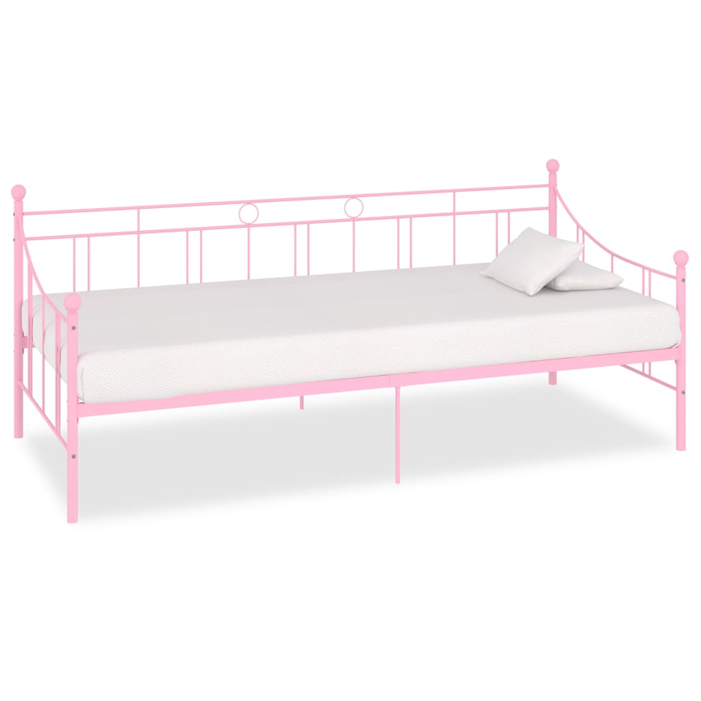 vidaXL Ramme til dagseng rosa metall 90x200 cm