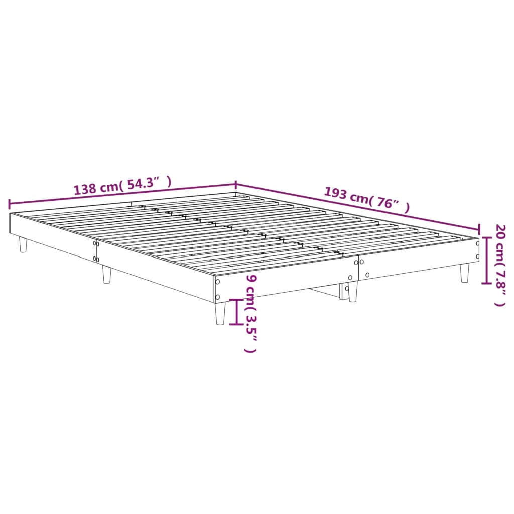 vidaXL Sengeramme sonoma eik 135x190 cm konstruert tre