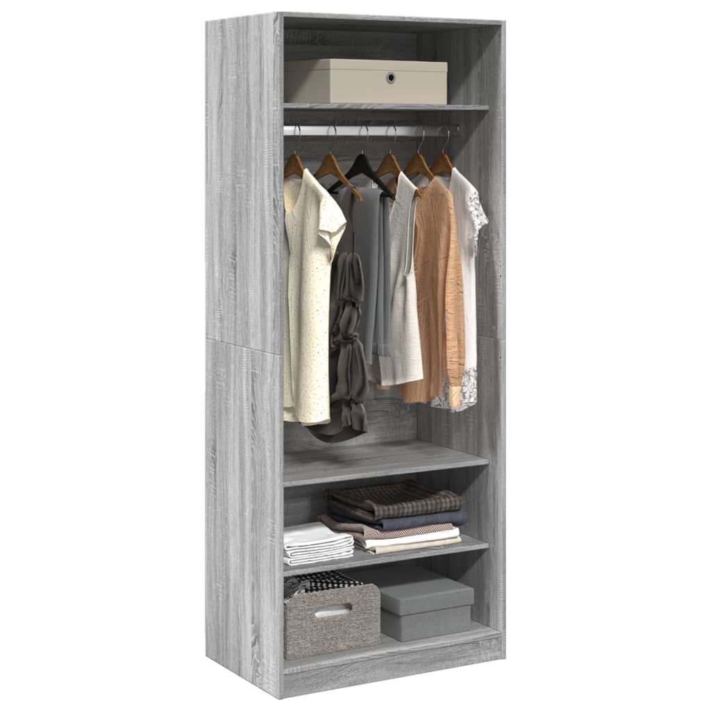 vidaXL Garderobe grå sonoma 80x50x200 cm konstruert tre