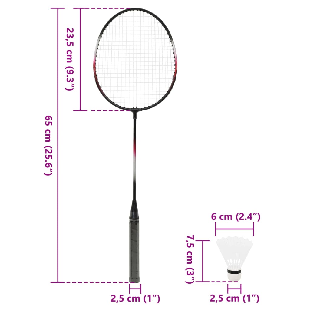 vidaXL Badmintonsett 2 racketer nett og oppbevaringsveske 292x30x152cm