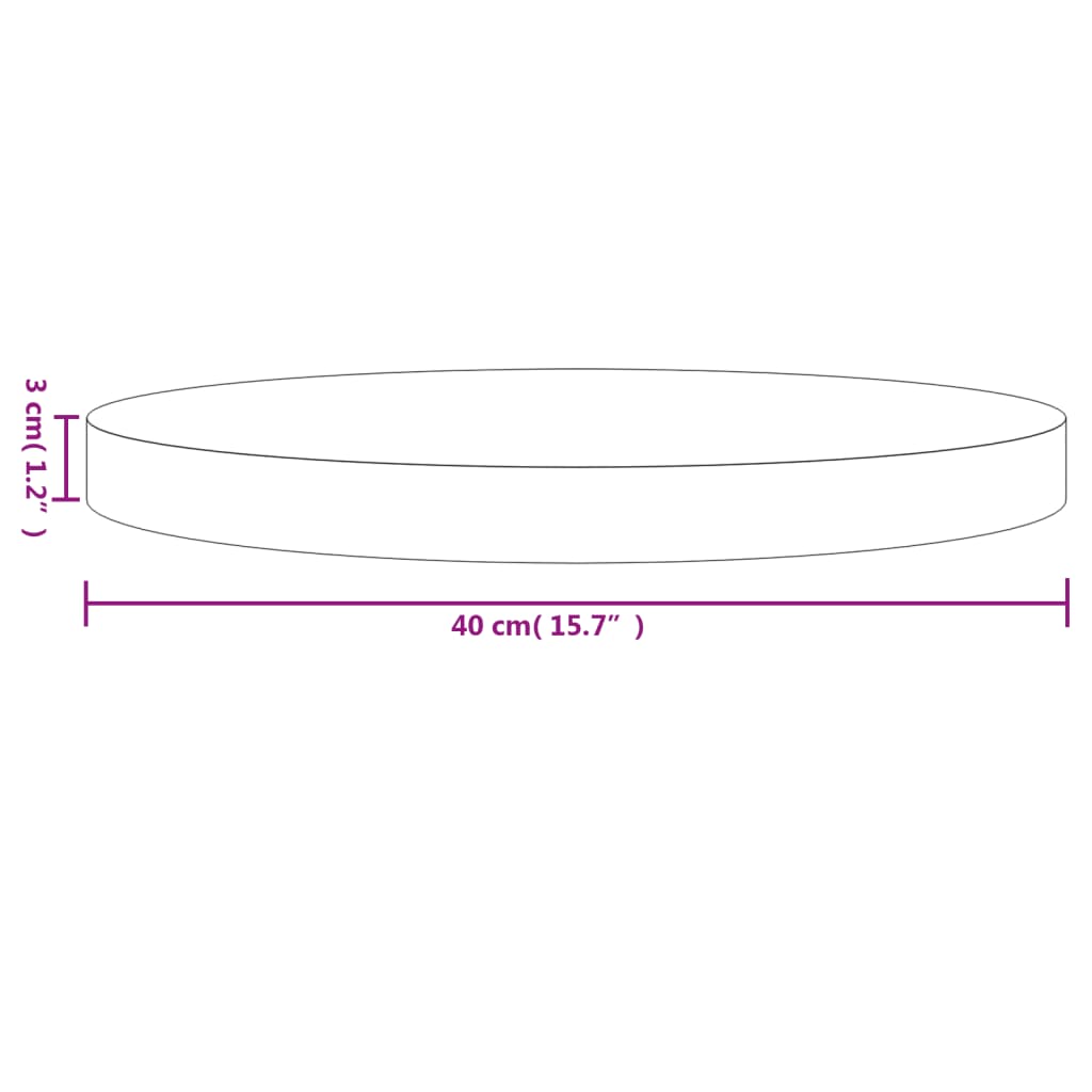 vidaXL Bordplate rund hvit Ø40x3 cm heltre furu