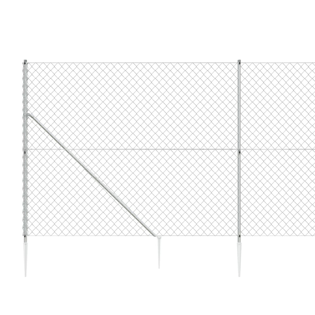 vidaXL Nettinggjerde med stolpespyd 1,6x25 m sølv