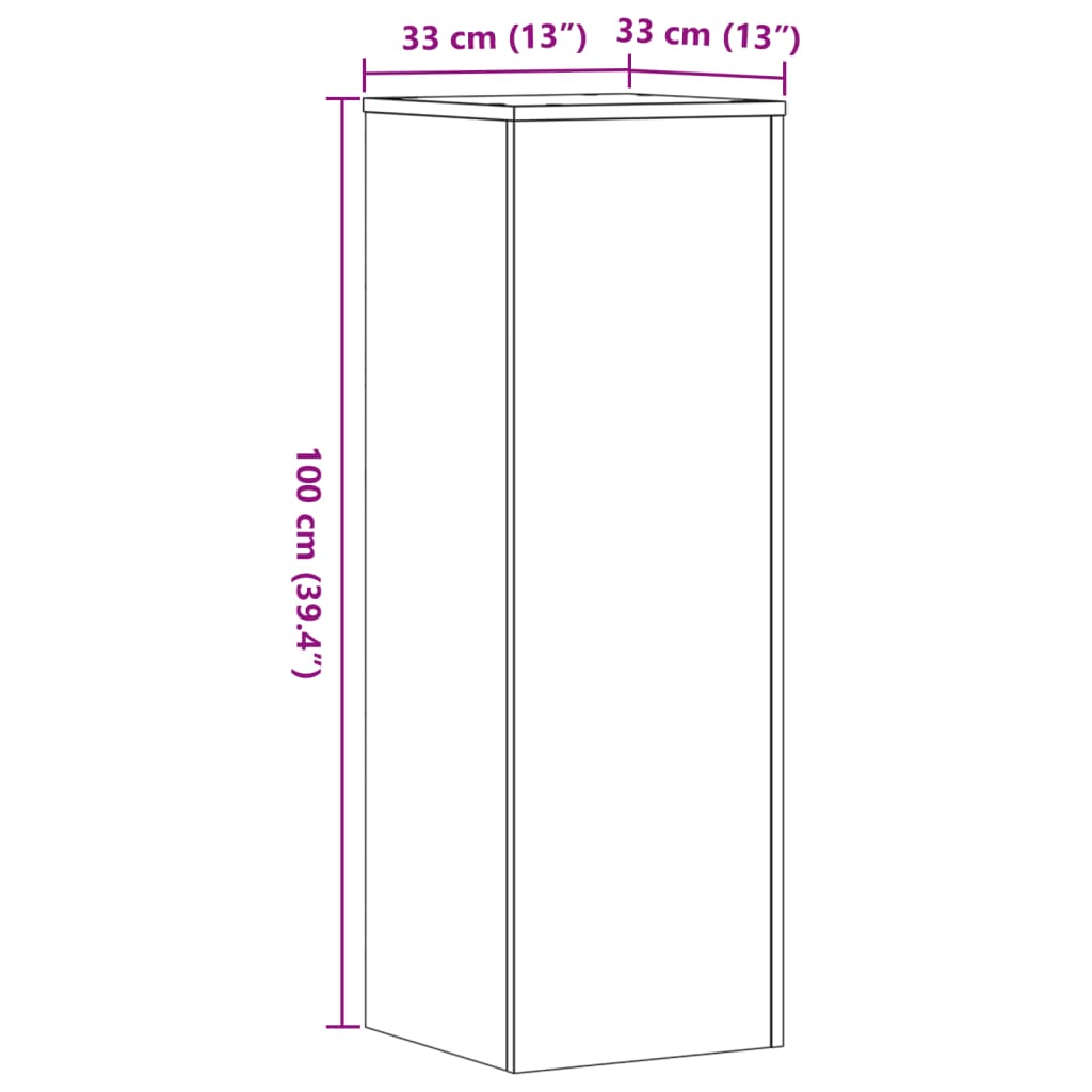 vidaXL Plantestativ grå sonoma 33x33x100 cm konstruert tre