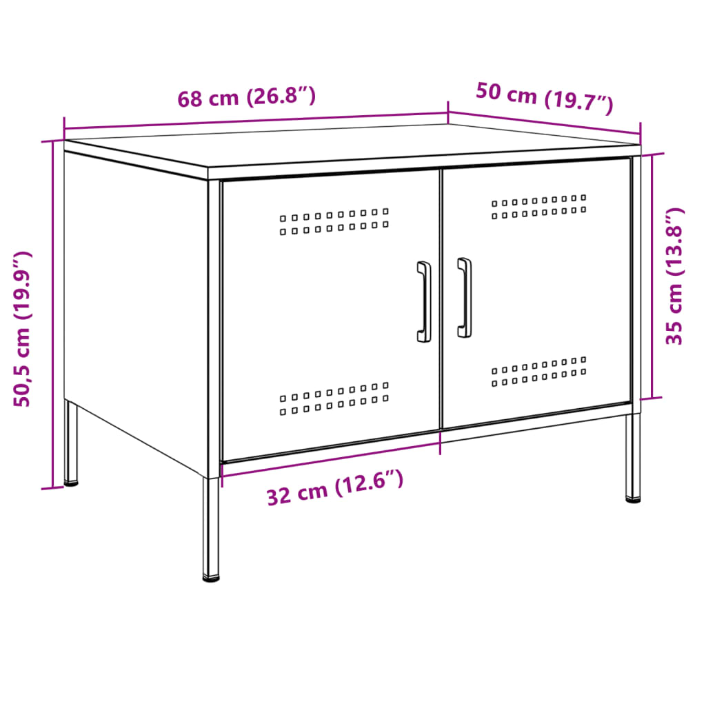 vidaXL Salongbord rosa 68x50x50,5 cm stål