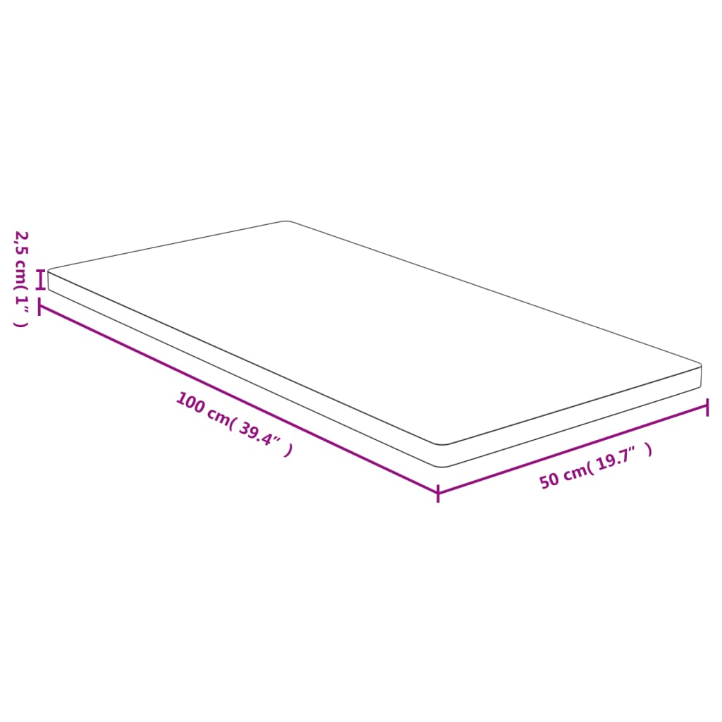 vidaXL Bordplate 50x100x2,5 cm bambus