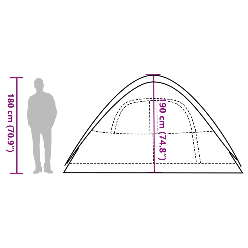 vidaXL Kuppeltelt for camping 6 personer hvit blendingsstoff vanntett