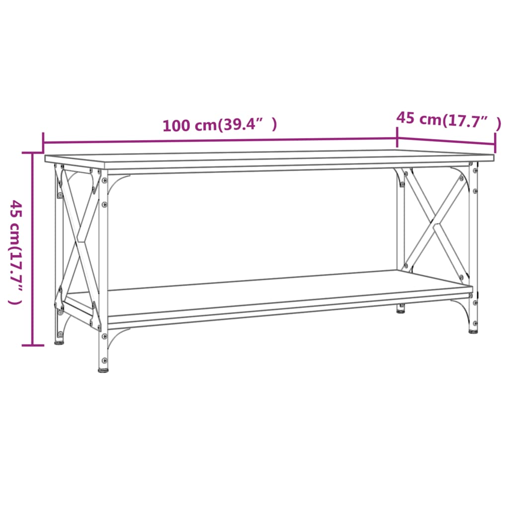 vidaXL Salongbord svart 100x45x45 cm konstruert tre og jern