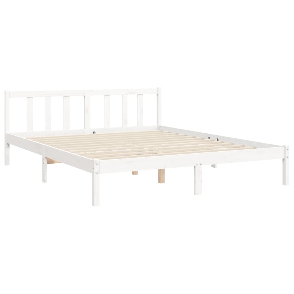 vidaXL Sengeramme med hodegavl hvit 5FT King Size heltre