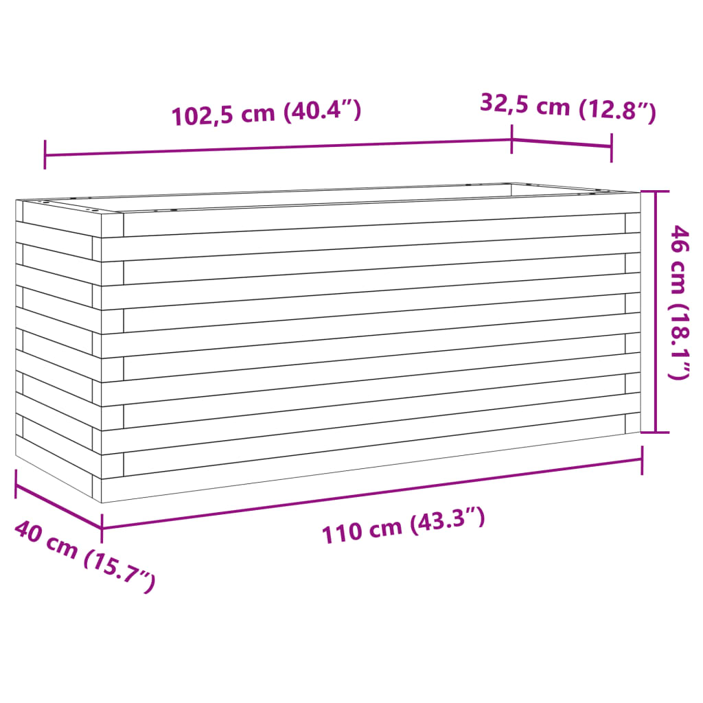 vidaXL Hageplantekasse hvit 110x40x46 cm heltre furu