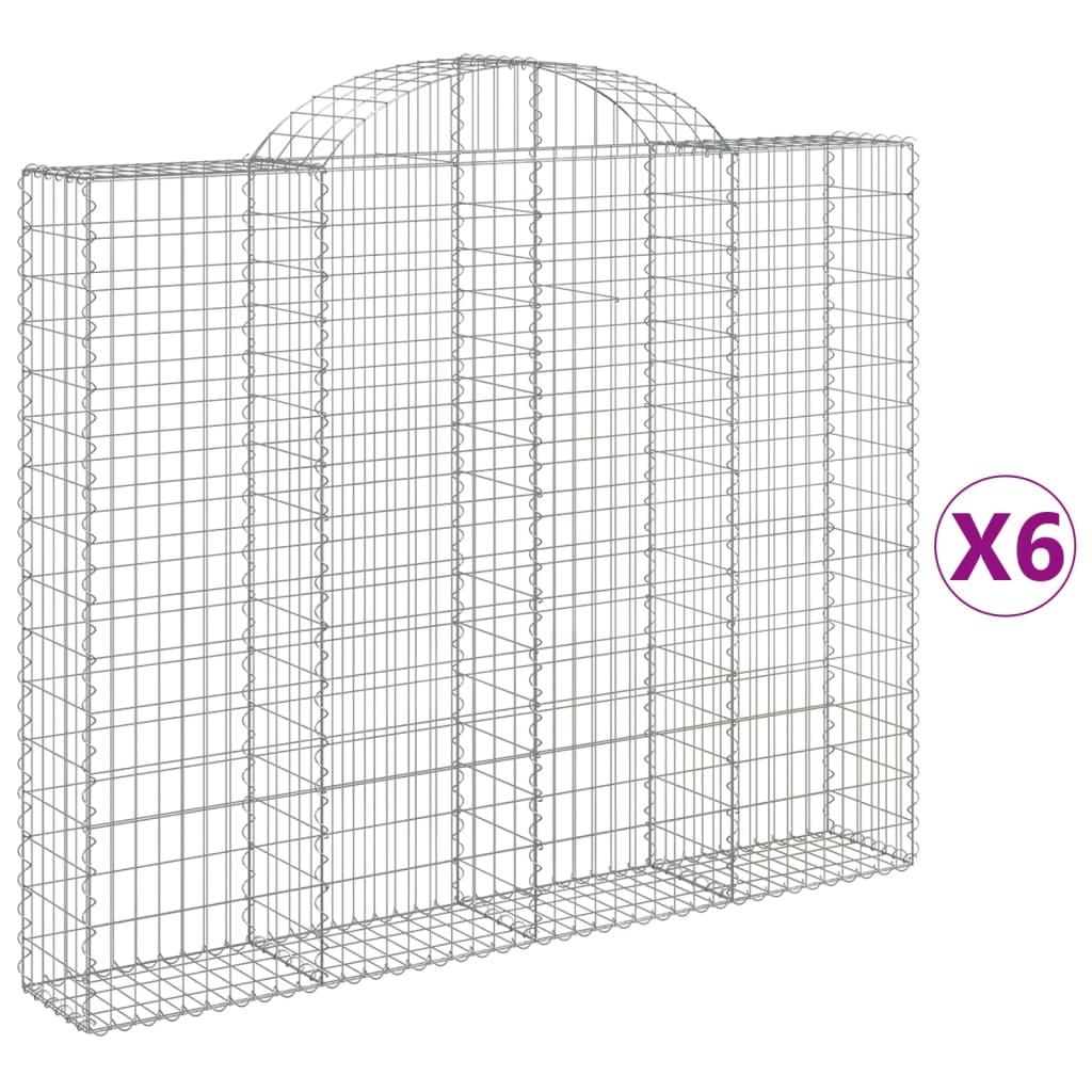 vidaXL Gabionkurver buede 6 stk 200x30x160/180 cm galvanisert jern