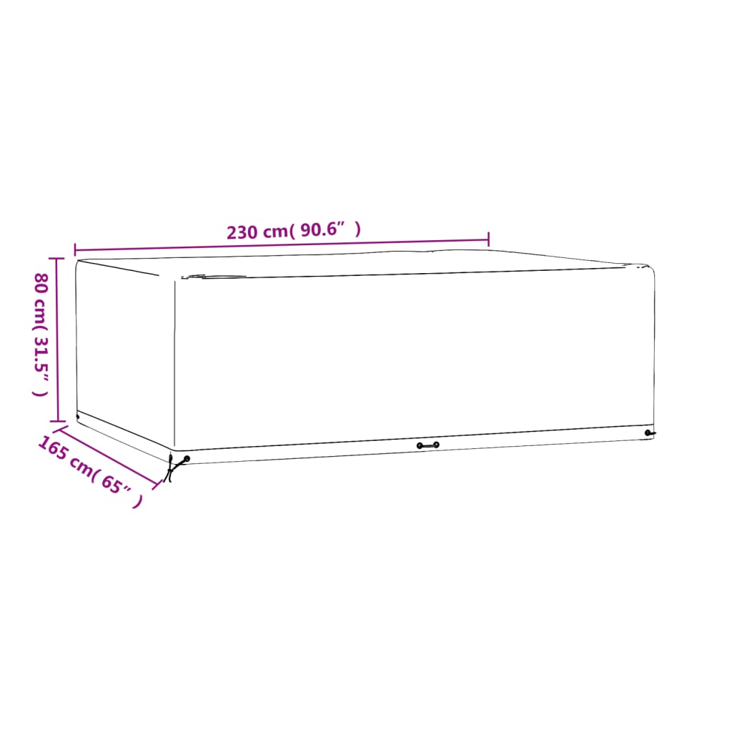 vidaXL Hagemøbeltrekk 2 stk 12 maljer 230x165x80 cm rektangulær