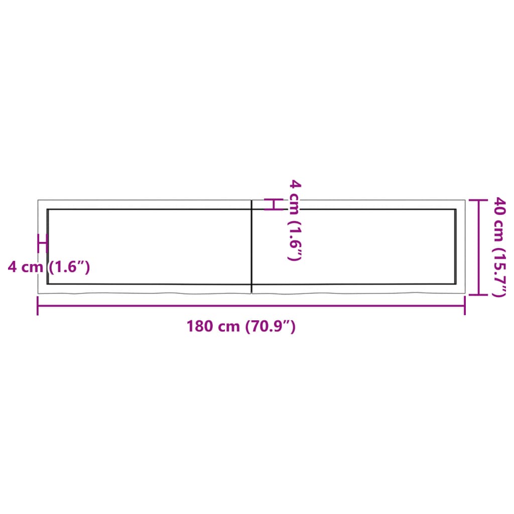 vidaXL Benkeplate til bad lysebrun 180x40x(2-4) cm behandlet heltre