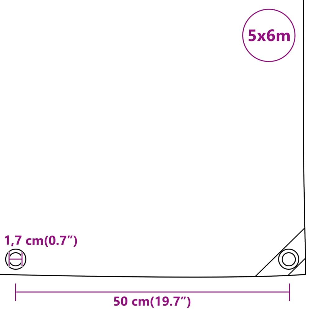 vidaXL Presenning grønn 5x6 m 650 g/m²