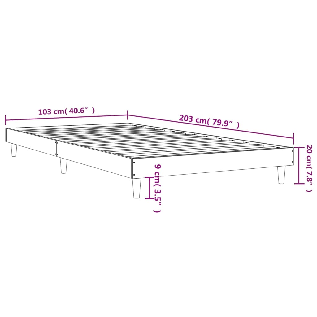 vidaXL Sengeramme uten madrass sonoma eik 100x200 cm konstruert tre