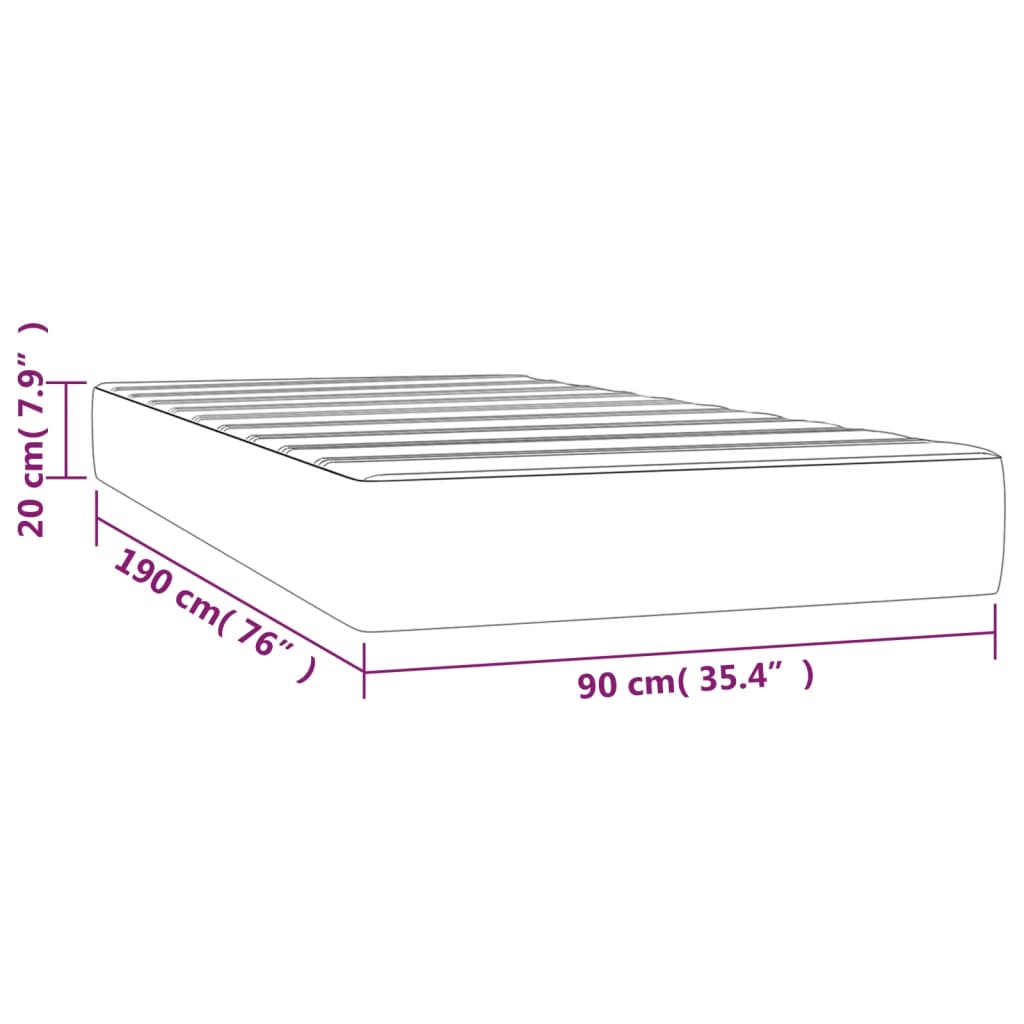 vidaXL Madrass med pocketfjær kremhvit 90x190x20 cm stoff