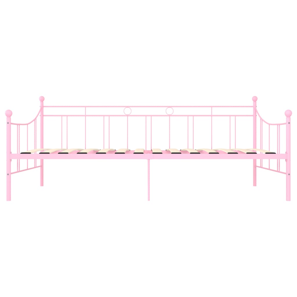 vidaXL Ramme til dagseng rosa metall 90x200 cm