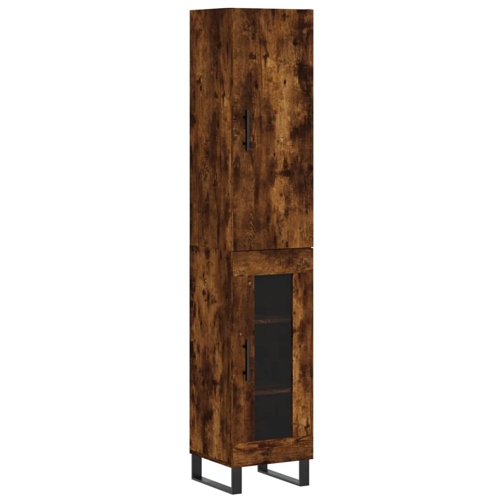 vidaXL Highboard røkt eik 34,5x34x180 cm konstruert tre