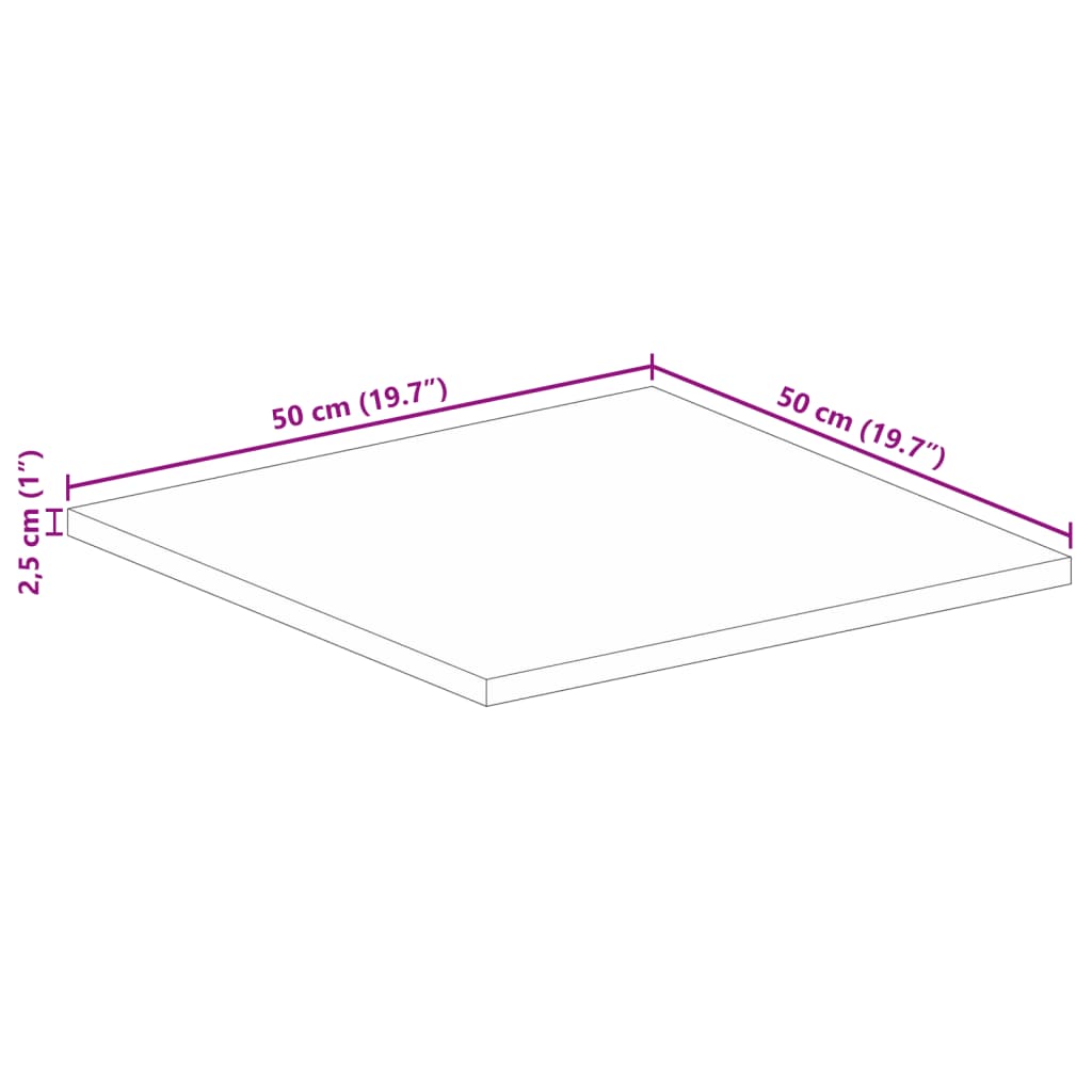 vidaXL Bordplate 50x50x2,5 cm firkantet heltre bøketre