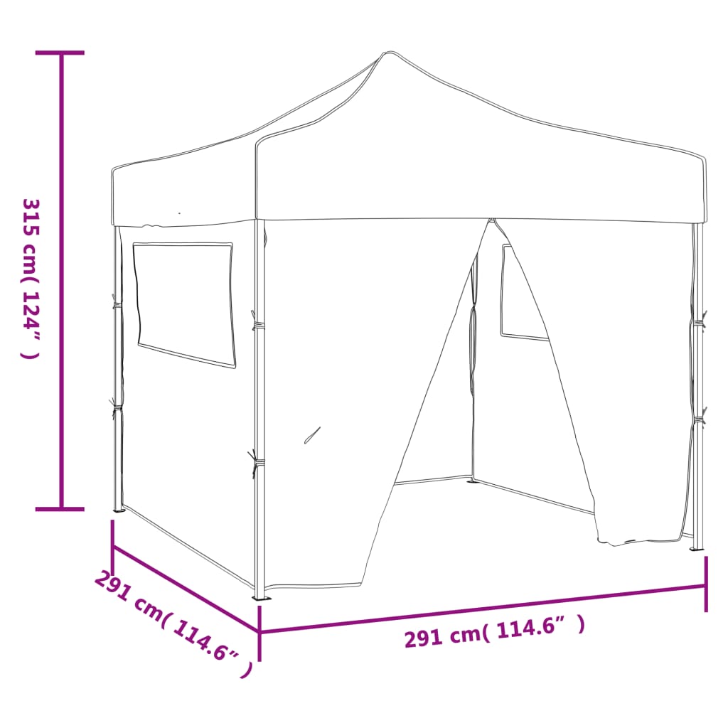 vidaXL Sammenleggbart festtelt popup med 4 sidevegger 3x3 m antrasitt