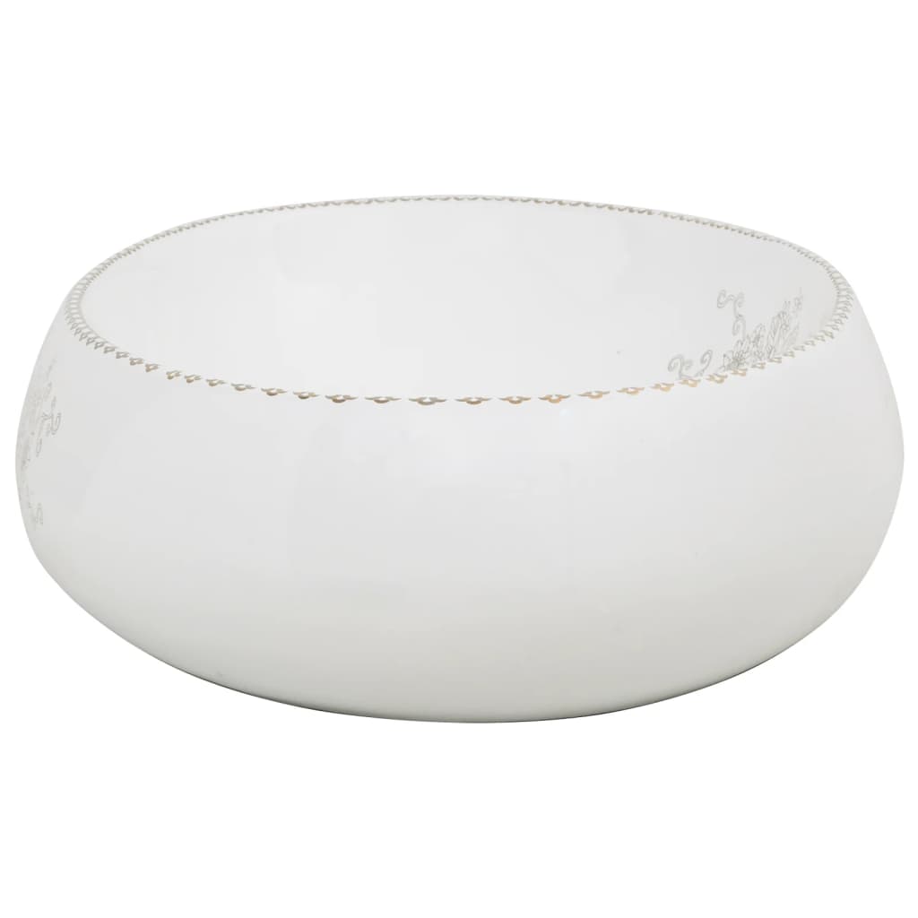 vidaXL Benkeservant hvit oval 59x40x15 cm keramikk
