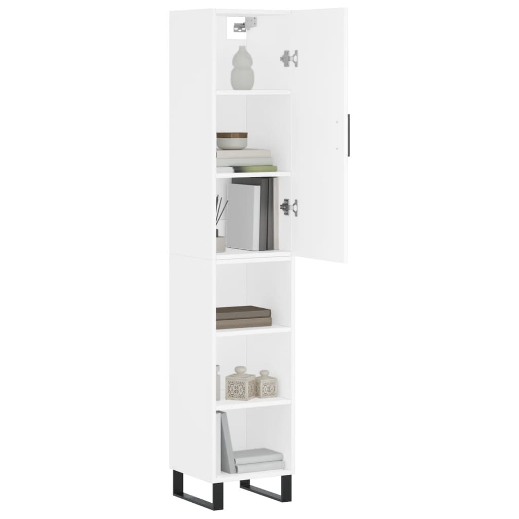 vidaXL Highboard hvit 34,5x34x180 cm konstruert tre