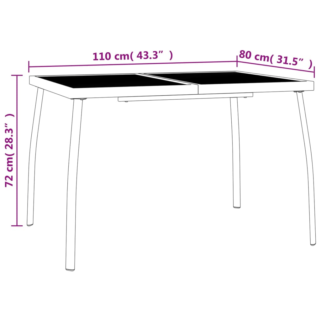 vidaXL Hagebord antrasitt 110x80x72 cm stål netting