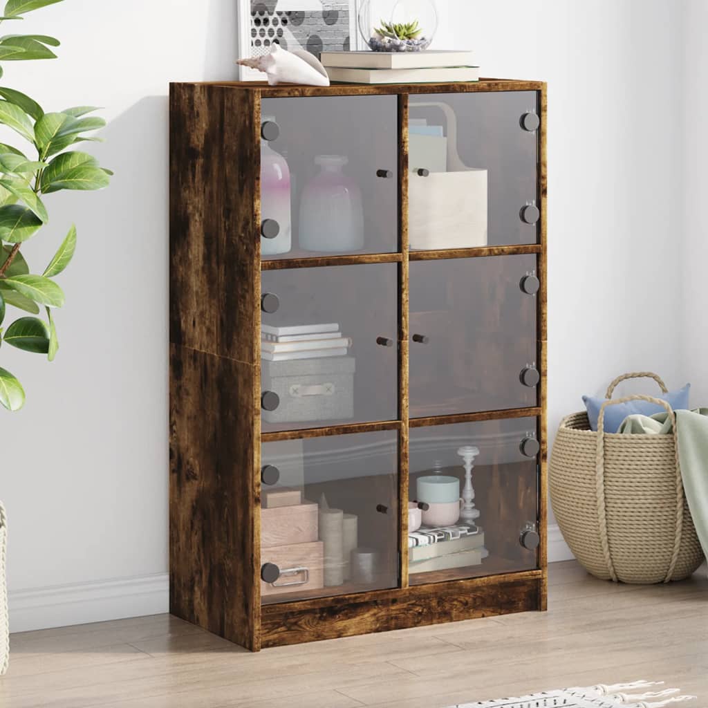 vidaXL Highboard med dører røkt eik 68x37x109 cm konstruert tre