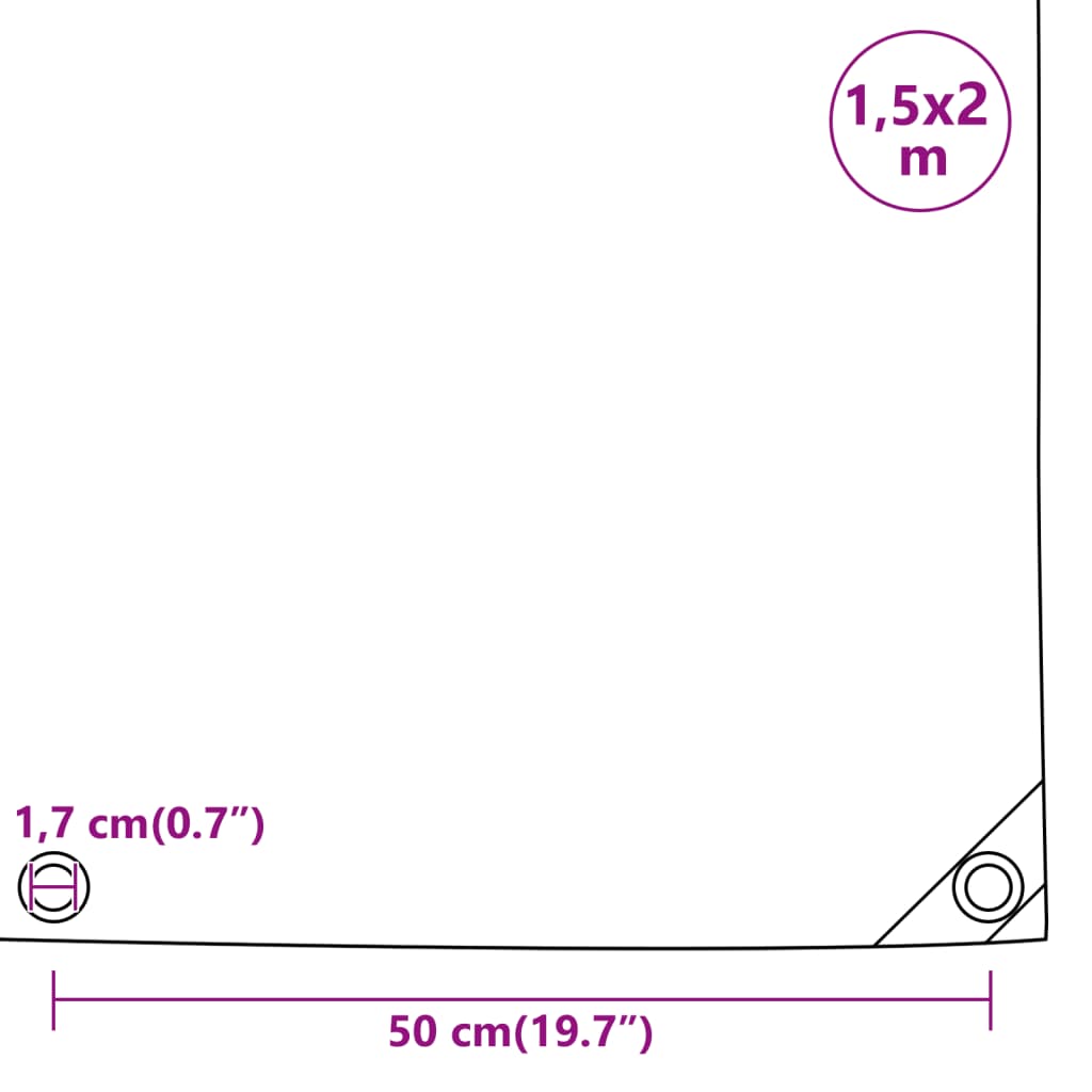 vidaXL Presenning hvit 1,5x2 m 650 g/m²