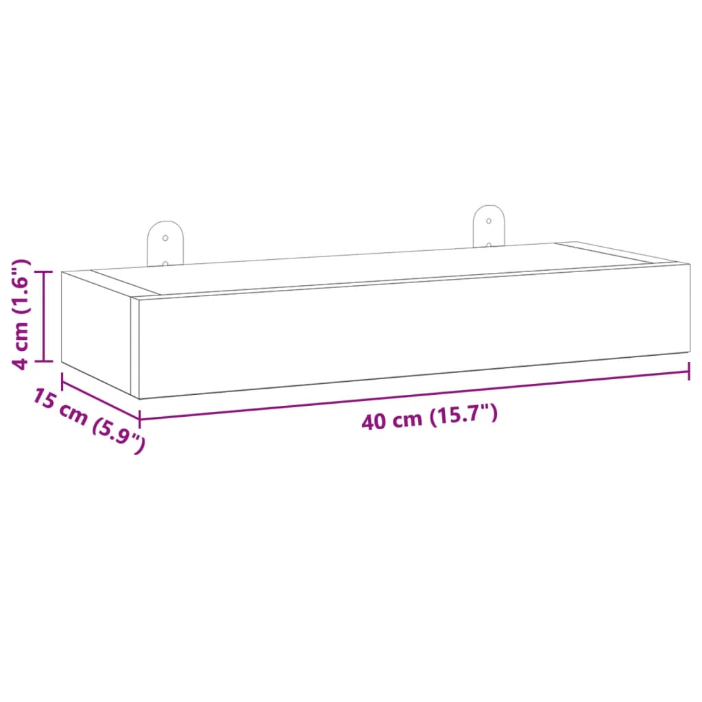 vidaXL Vegghyller 2 stk 40x15x4 cm heltre teak