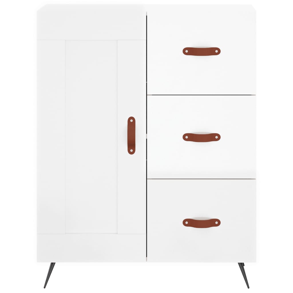 vidaXL Highboard høyglans hvit 69,5x34x180 cm konstruert tre