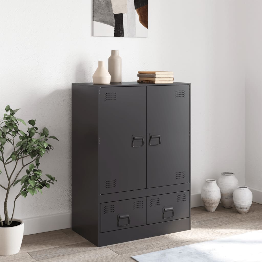 vidaXL Highboard svart 67x39x95 cm stål