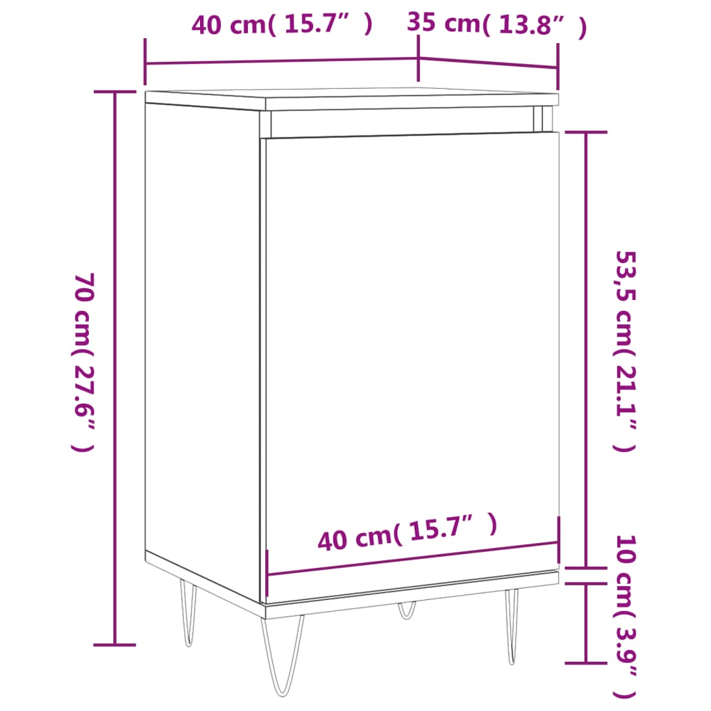 vidaXL Skjenk brun eik 40x35x70 cm konstruert tre