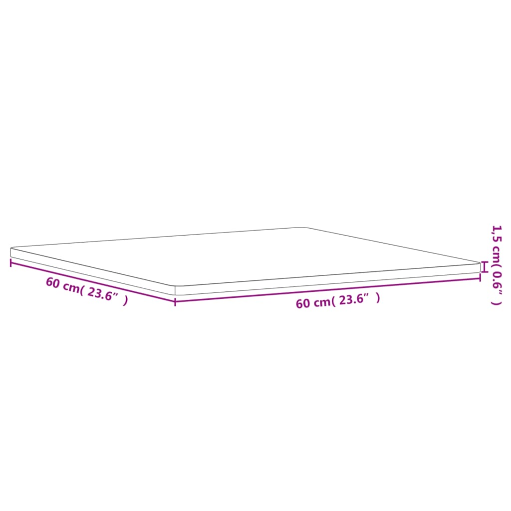 vidaXL Bordplate 60x60x1,5 cm firkantet heltre bøketre