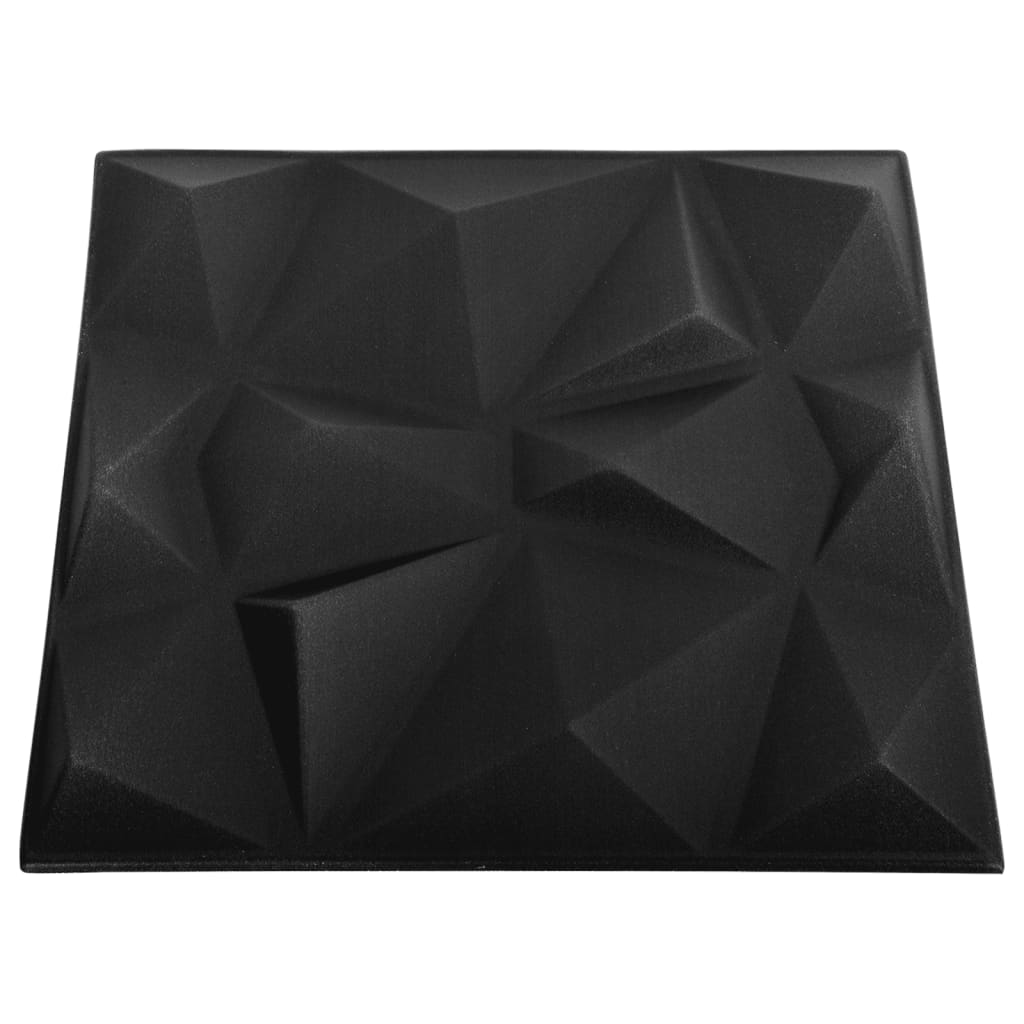 vidaXL 3D-veggpaneler 48 stk 50x50 cm diamant svart 12 m²