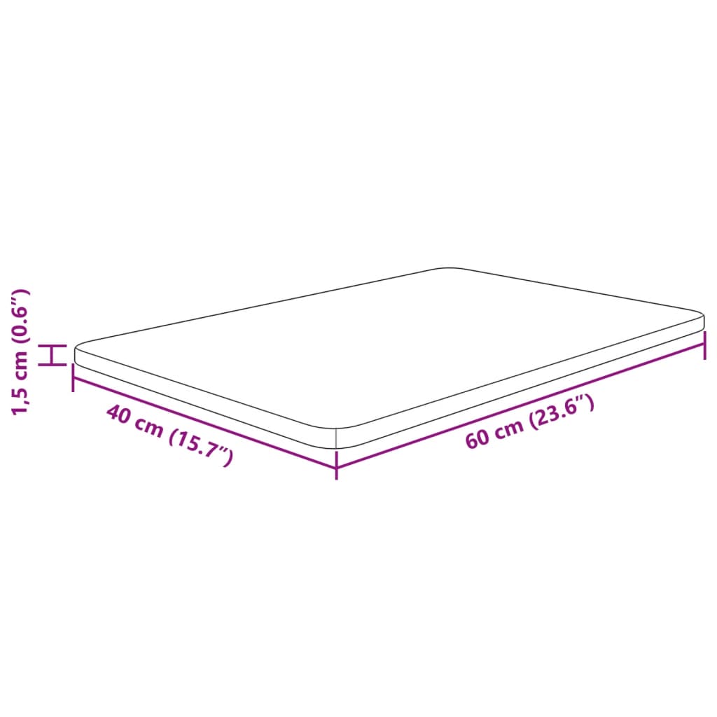 vidaXL Benkeplate til bad lysebrun 60x40x1,5 cm behandlet heltre