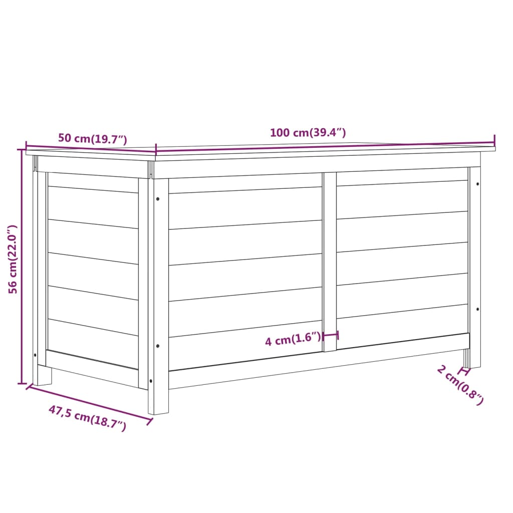 vidaXL Utendørs putekasse brun 100x50x56 cm heltre gran