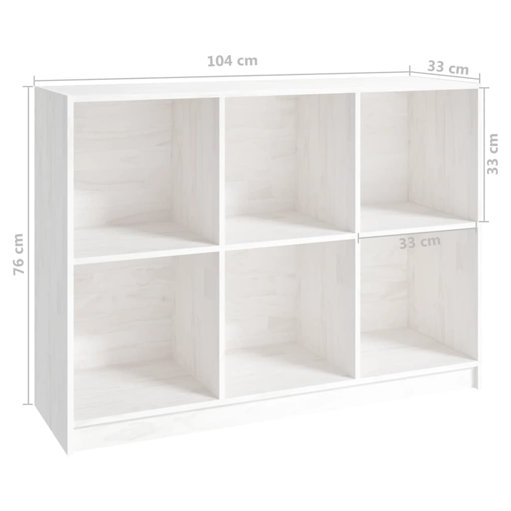 vidaXL Bokhylle hvit 104x33x76 cm heltre furu