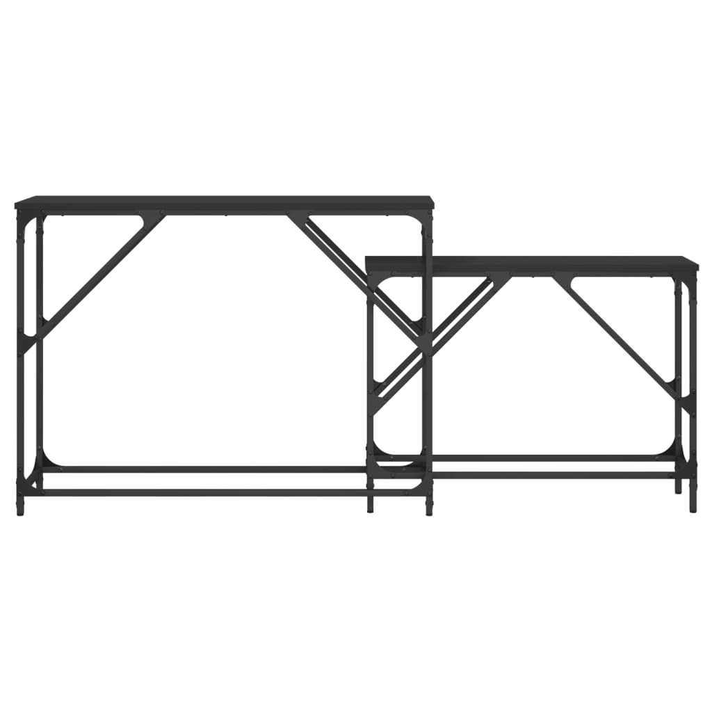 vidaXL Stablebare konsollbord 2 stk svart konstruert tre