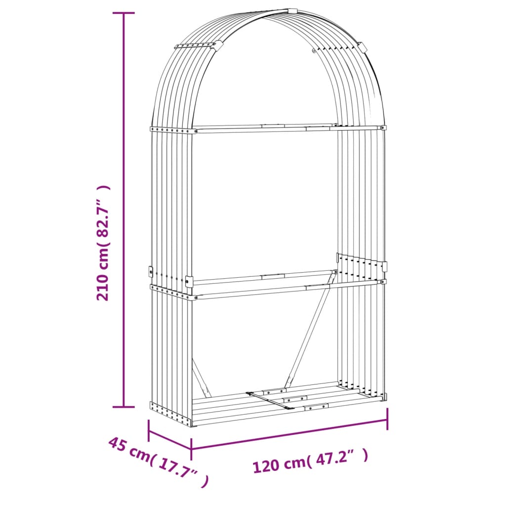 vidaXL Vedholder lysebrun 120x45x210 cm galvanisert stål