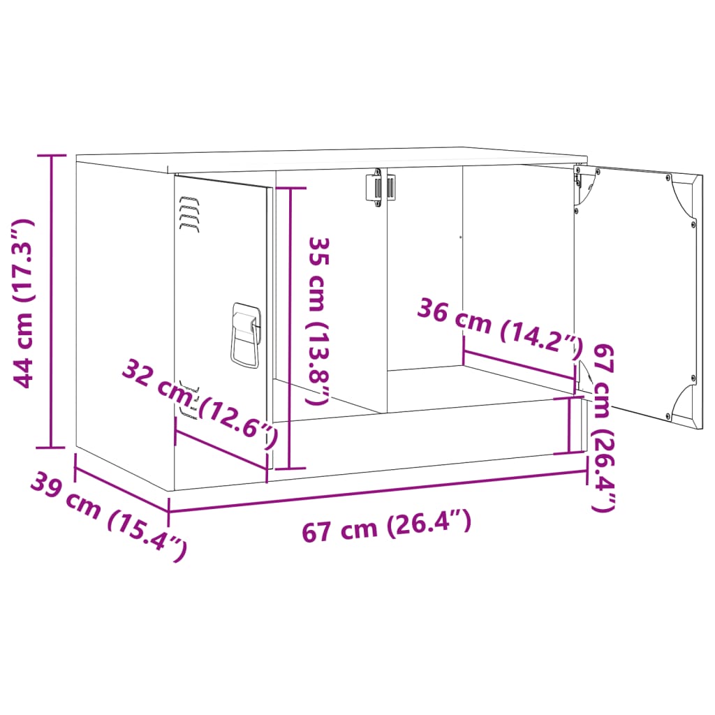 vidaXL TV-benk rosa 67x39x44 cm stål