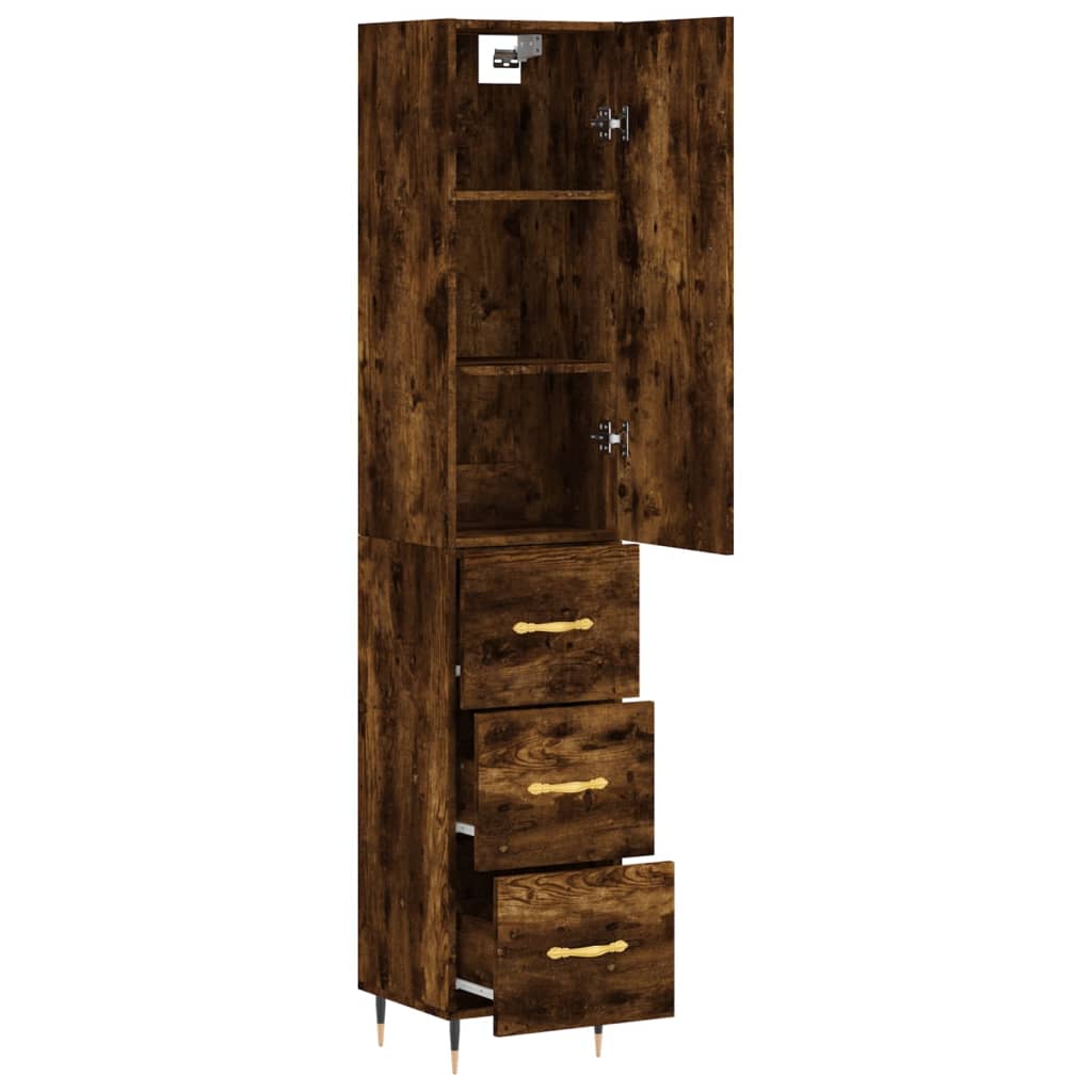 vidaXL Highboard røkt eik 34,5x34x180 cm konstruert tre